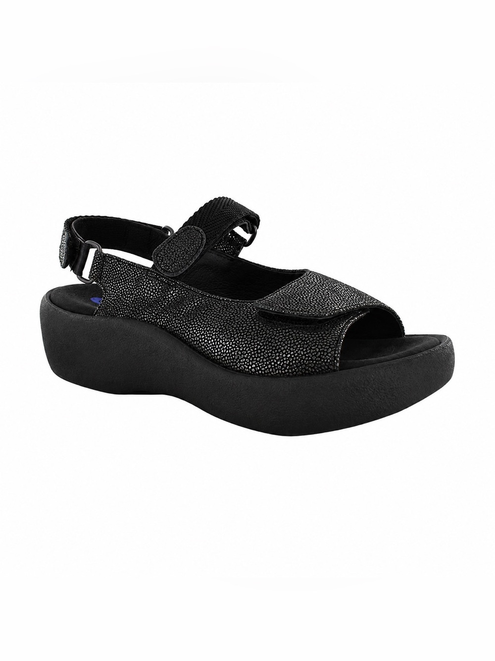 Wolky Women’s Size 8 Jewel Black Shimmer Leather Sandals